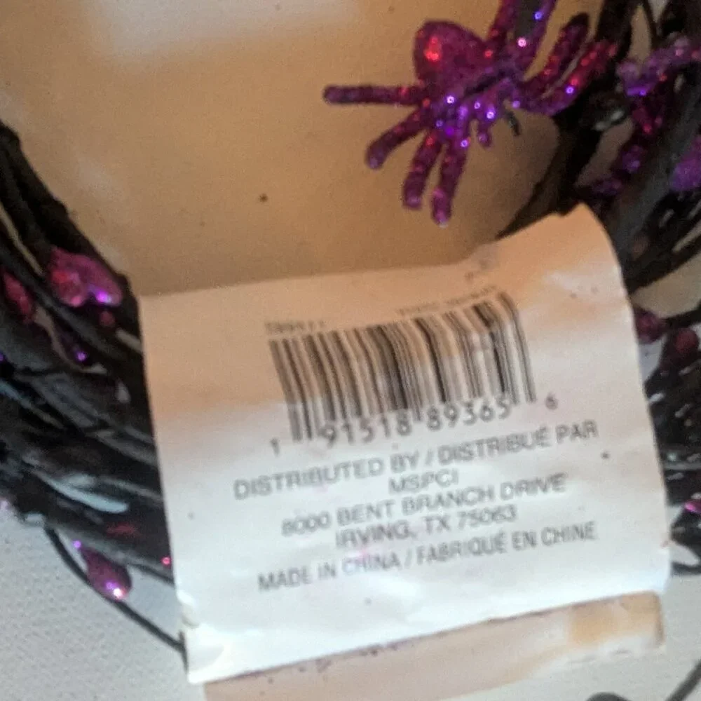 NWT Goth Spider Garland Halloween Decoration Purple Black Floral Ashland Decor